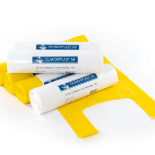 Avfallspåsar 25-lit, handt. Paket 6 x 50 st gul, vit*